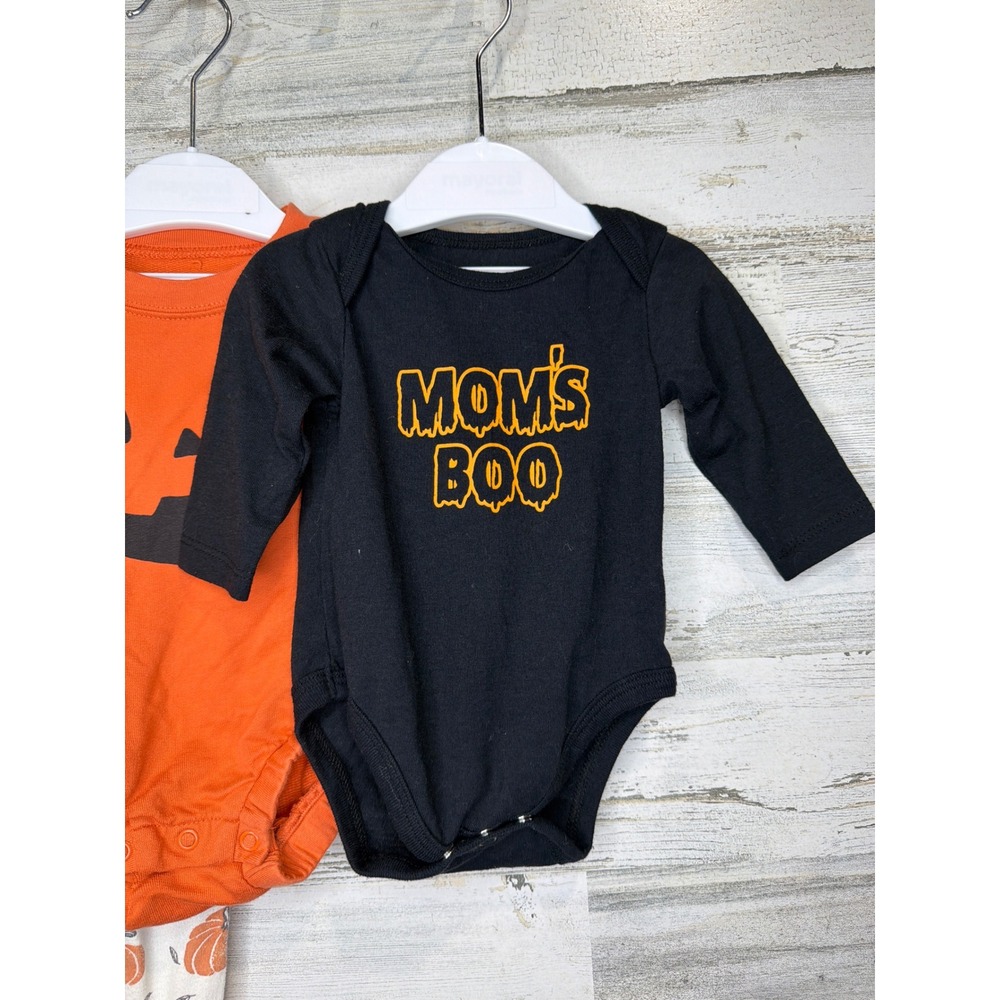 Halloween Fall Lot Boys 0/3M 3M Orange Black Pumpkin Boo - Picture 3 of 4